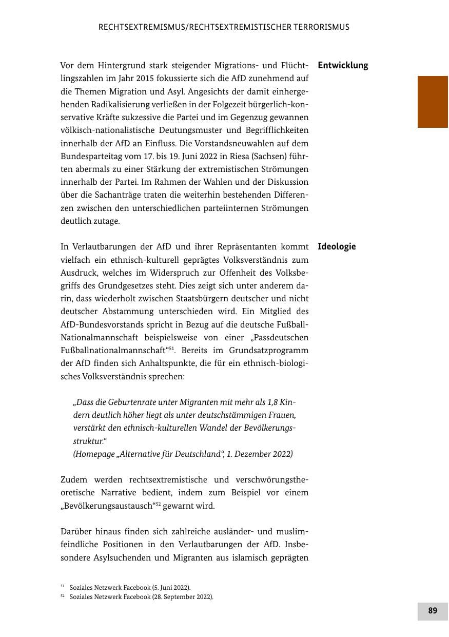 Seite 89 des Verfassungsschutzbericht 2022 Bund