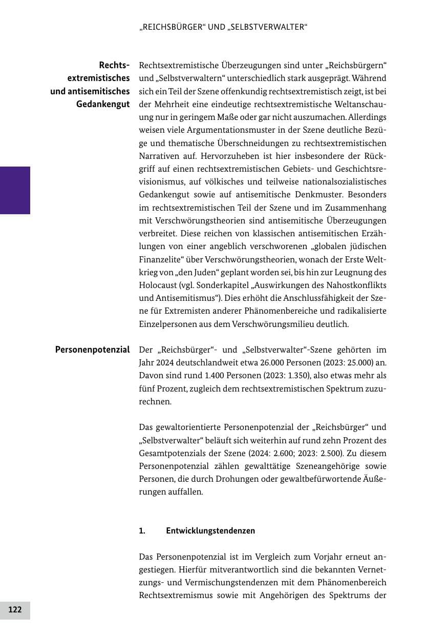 Seite 122 des Verfassungsschutzbericht 2024 Bund