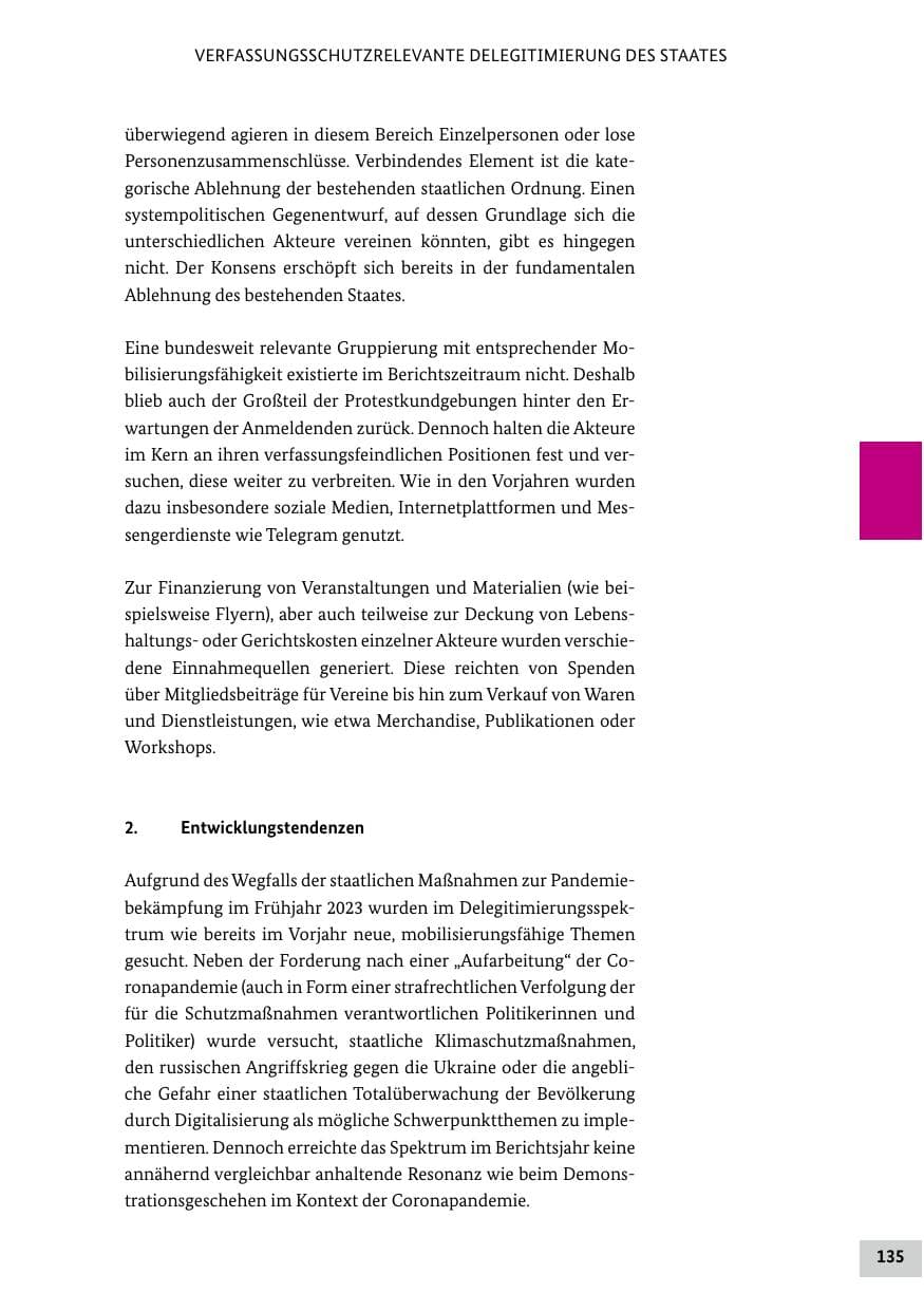 Seite 135 des Verfassungsschutzbericht 2024 Bund