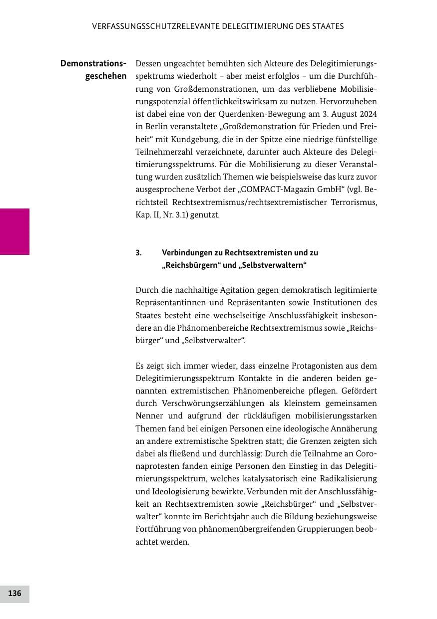 Seite 136 des Verfassungsschutzbericht 2024 Bund
