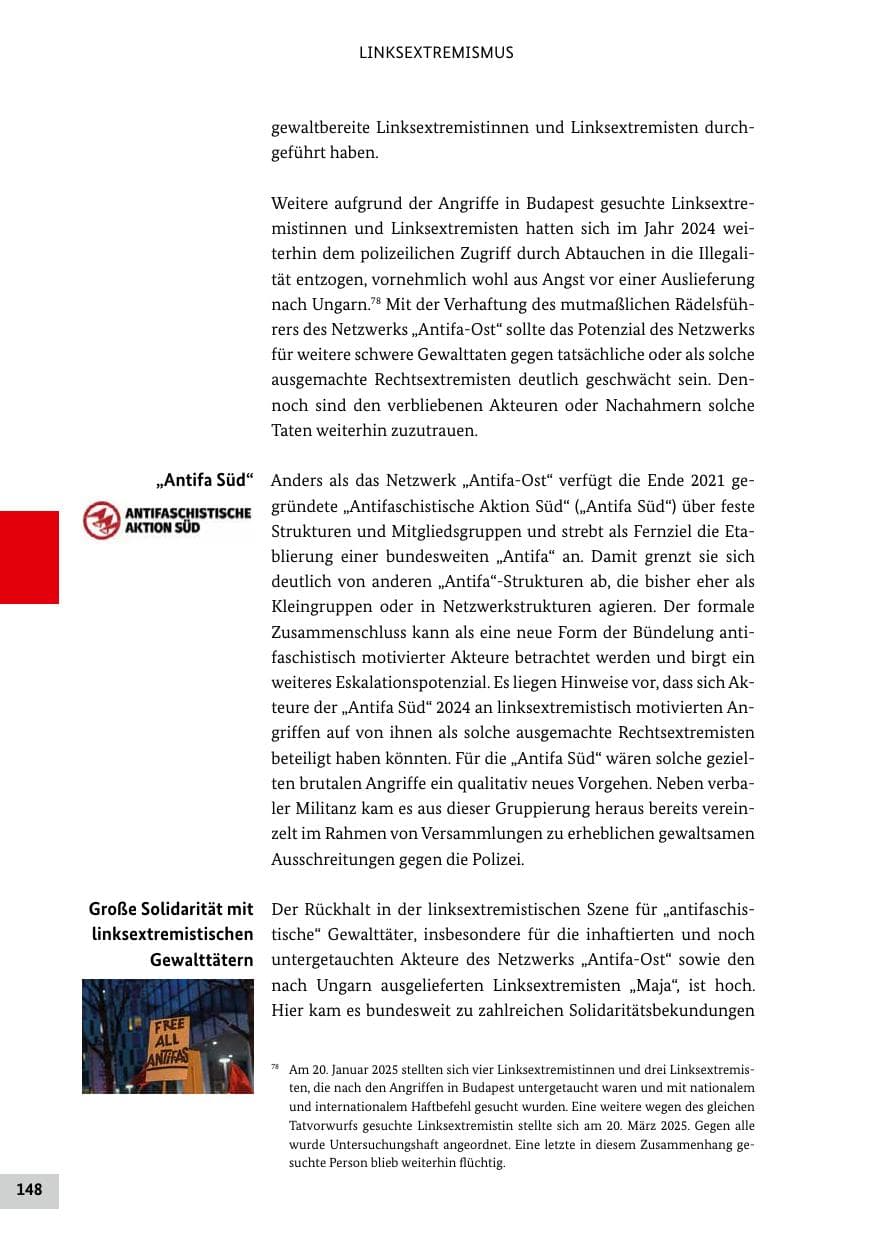 Seite 148 des Verfassungsschutzbericht 2024 Bund