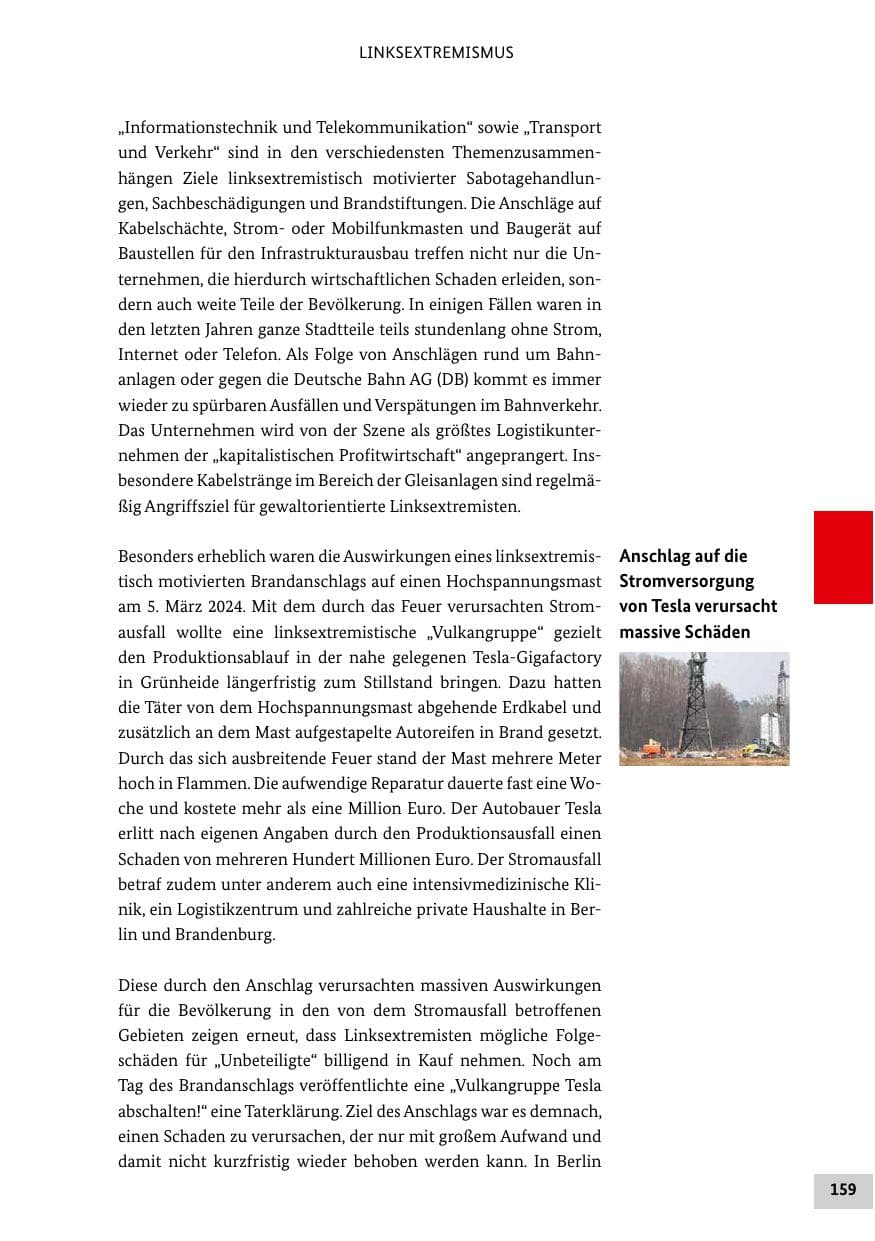Seite 159 des Verfassungsschutzbericht 2024 Bund