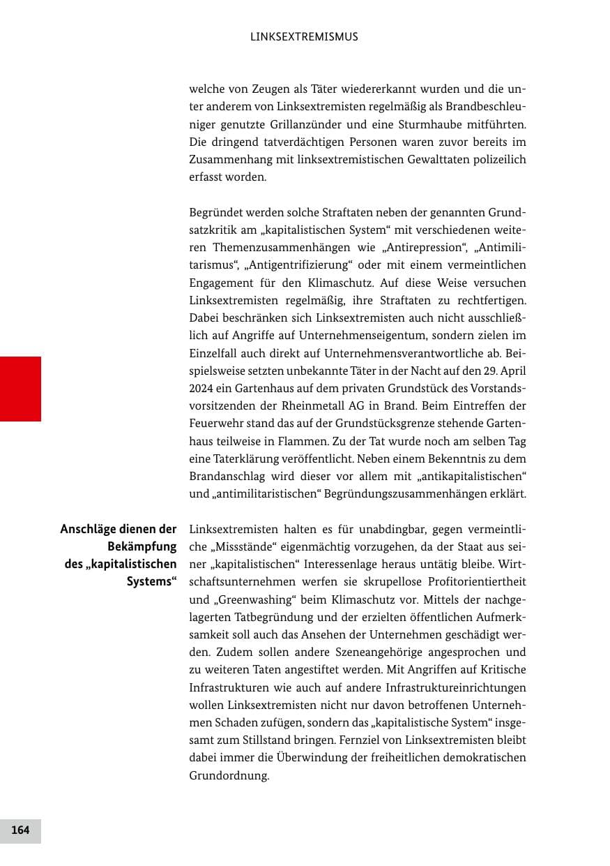 Seite 164 des Verfassungsschutzbericht 2024 Bund