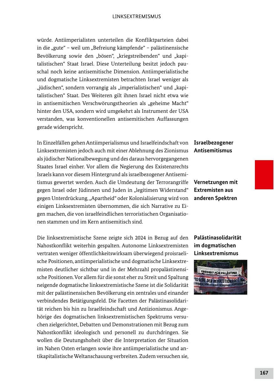 Seite 167 des Verfassungsschutzbericht 2024 Bund
