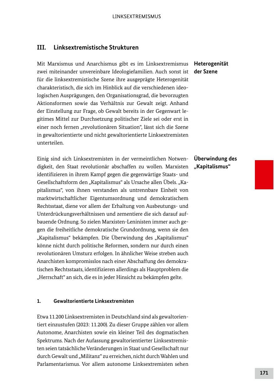 Seite 171 des Verfassungsschutzbericht 2024 Bund