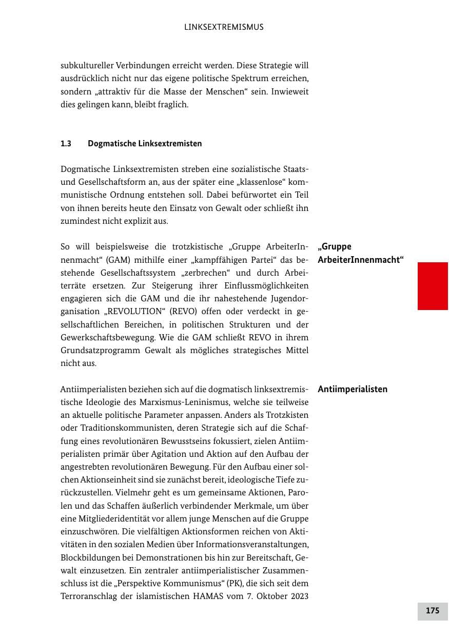 Seite 175 des Verfassungsschutzbericht 2024 Bund