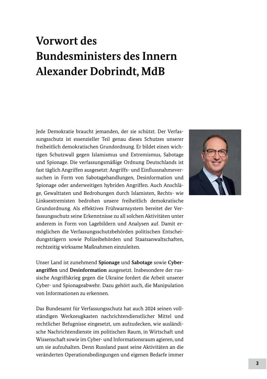 Seite 3 des Verfassungsschutzbericht 2024 Bund