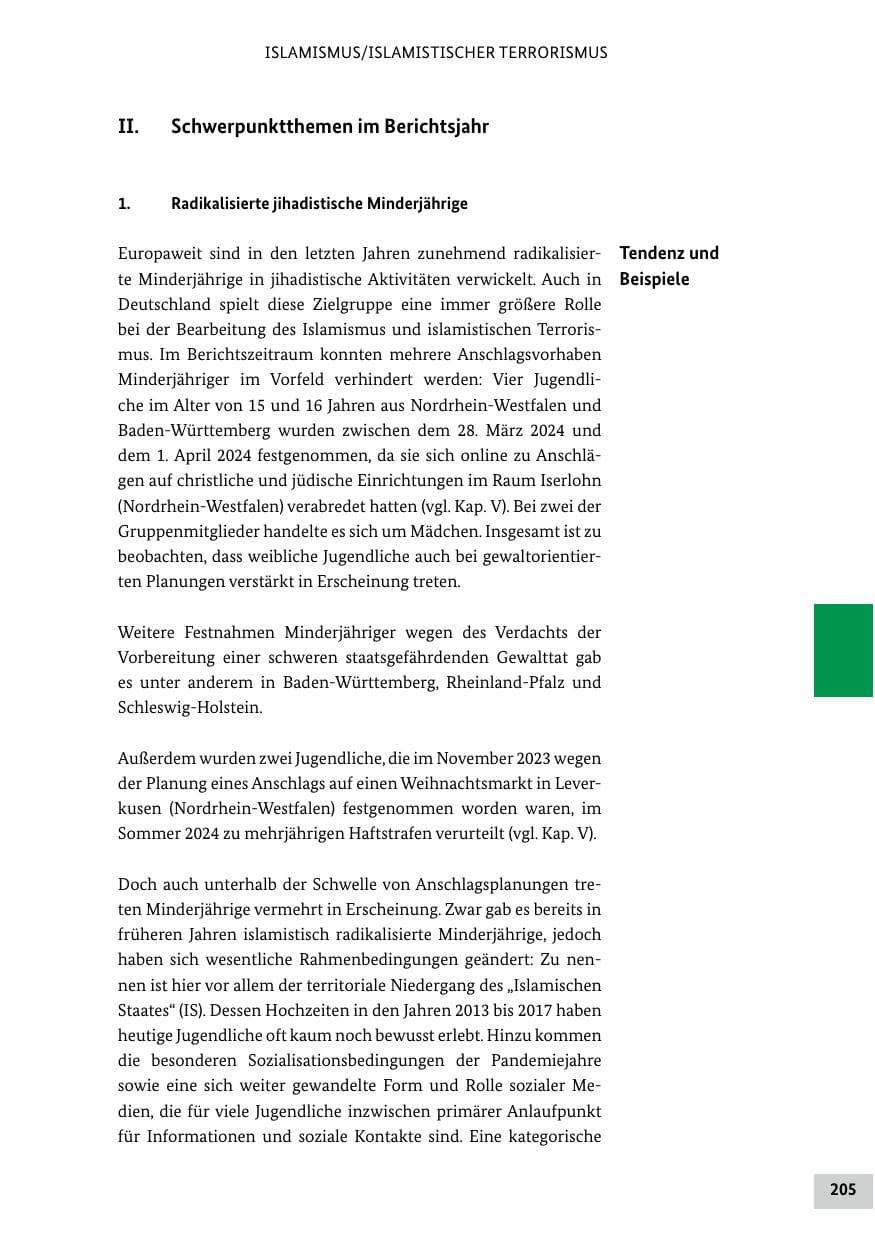 Seite 205 des Verfassungsschutzbericht 2024 Bund