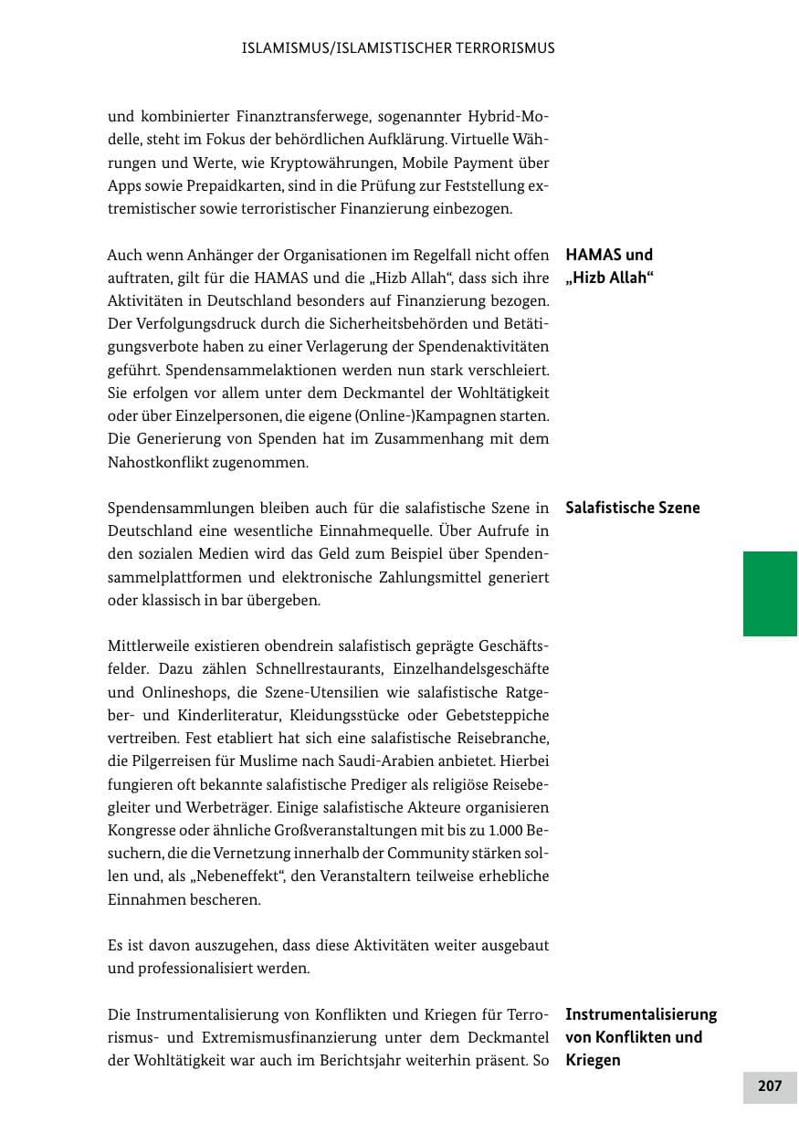 Seite 207 des Verfassungsschutzbericht 2024 Bund