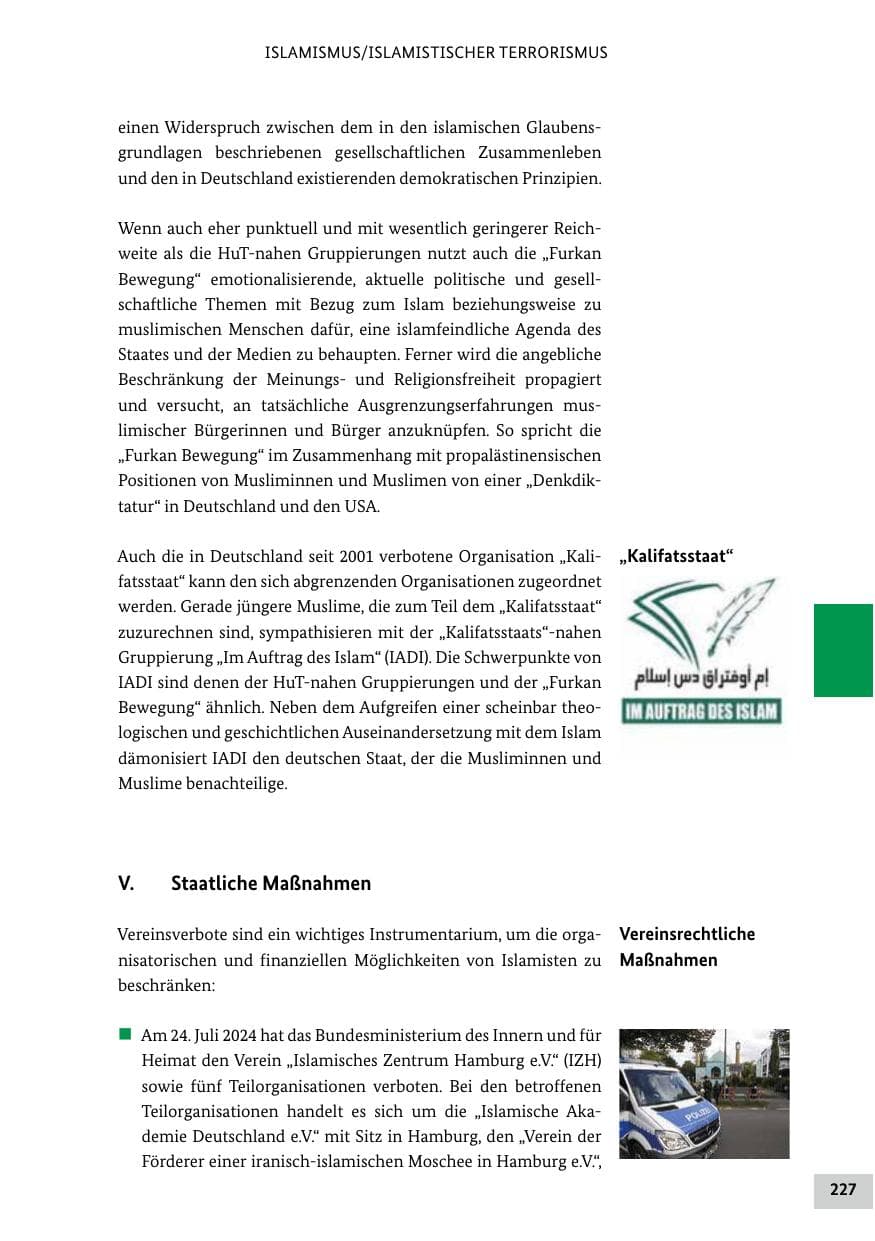 Seite 227 des Verfassungsschutzbericht 2024 Bund