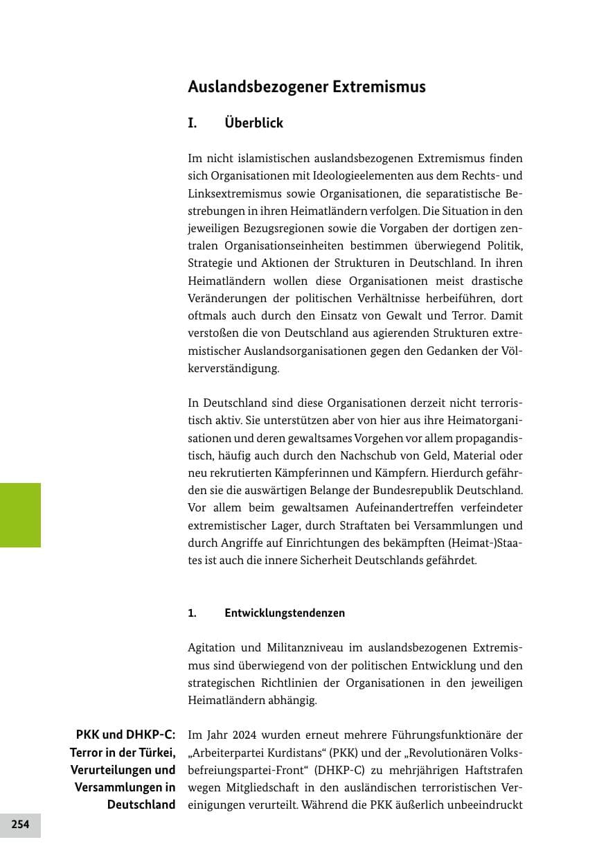 Seite 254 des Verfassungsschutzbericht 2024 Bund