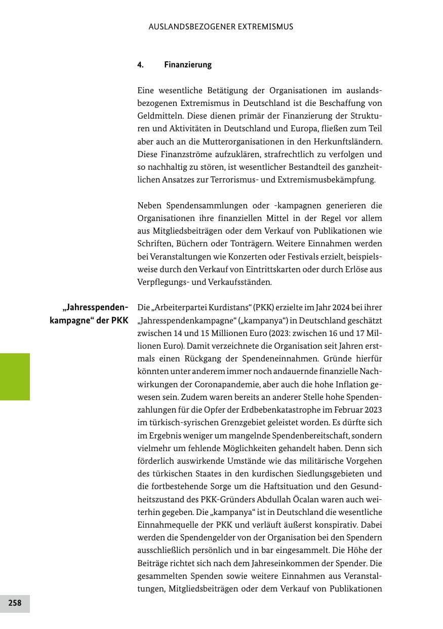Seite 258 des Verfassungsschutzbericht 2024 Bund