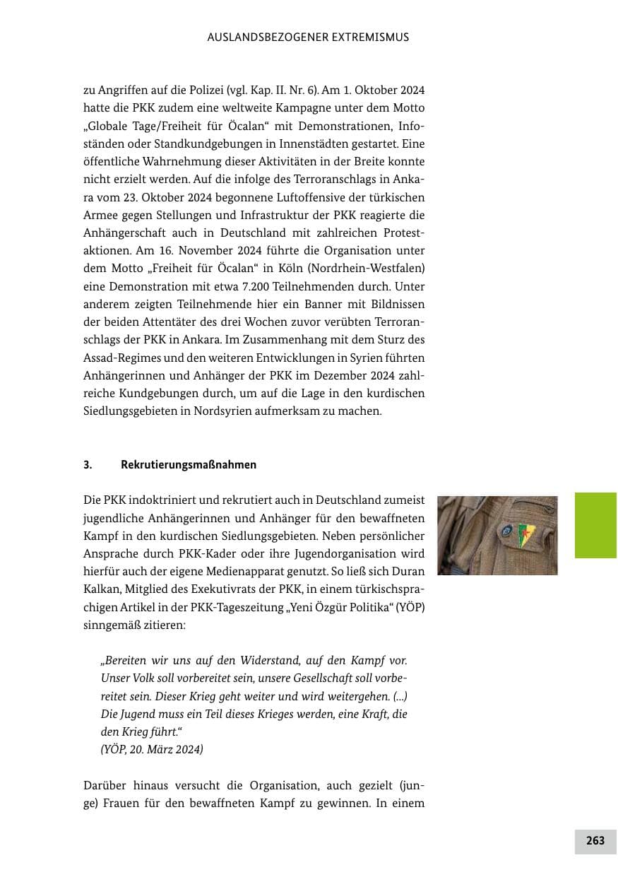 Seite 263 des Verfassungsschutzbericht 2024 Bund