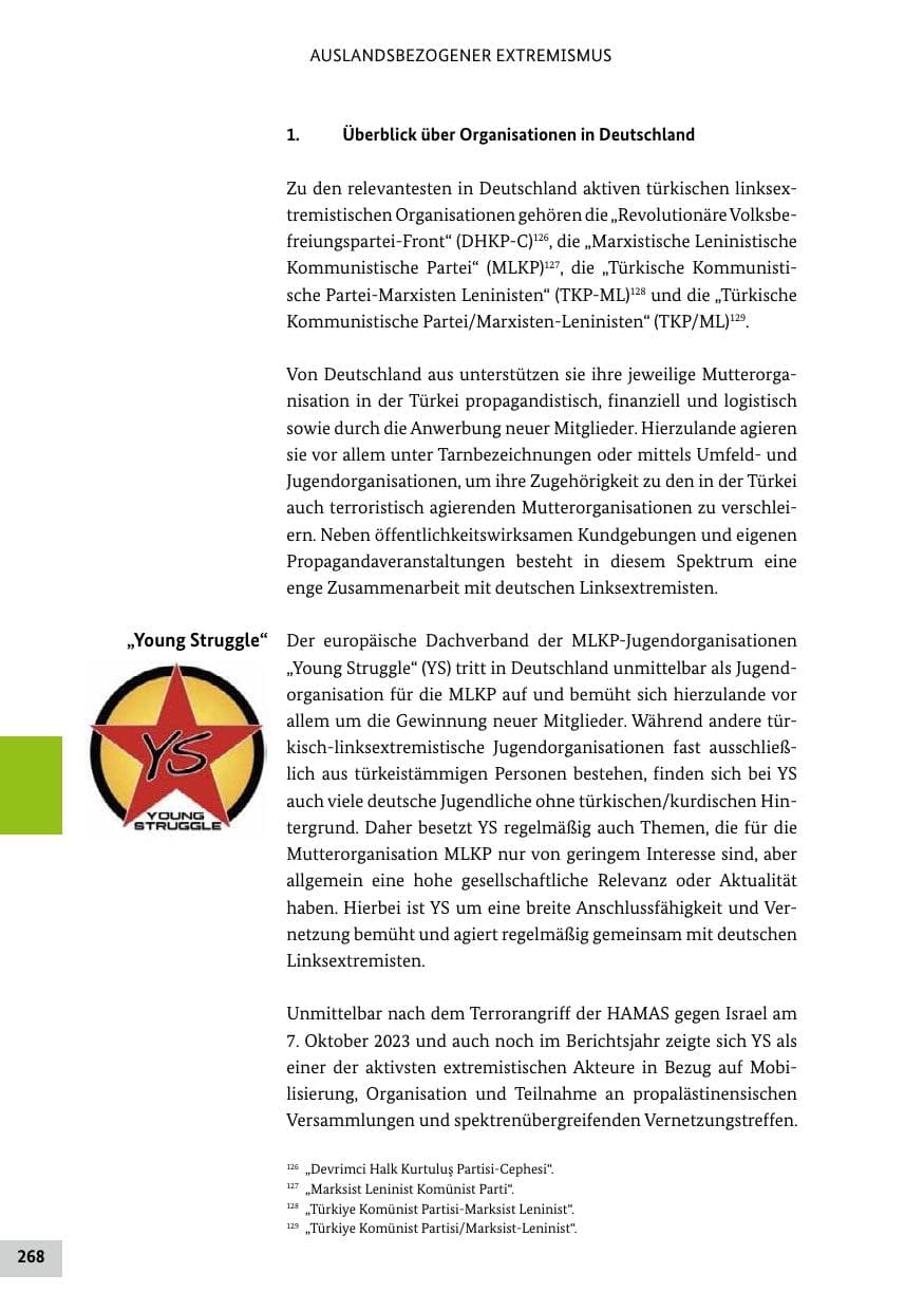 Seite 268 des Verfassungsschutzbericht 2024 Bund
