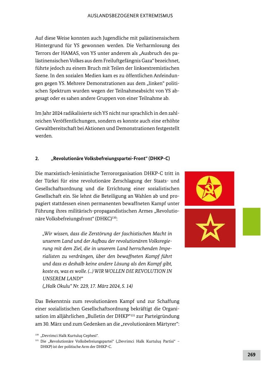 Seite 269 des Verfassungsschutzbericht 2024 Bund