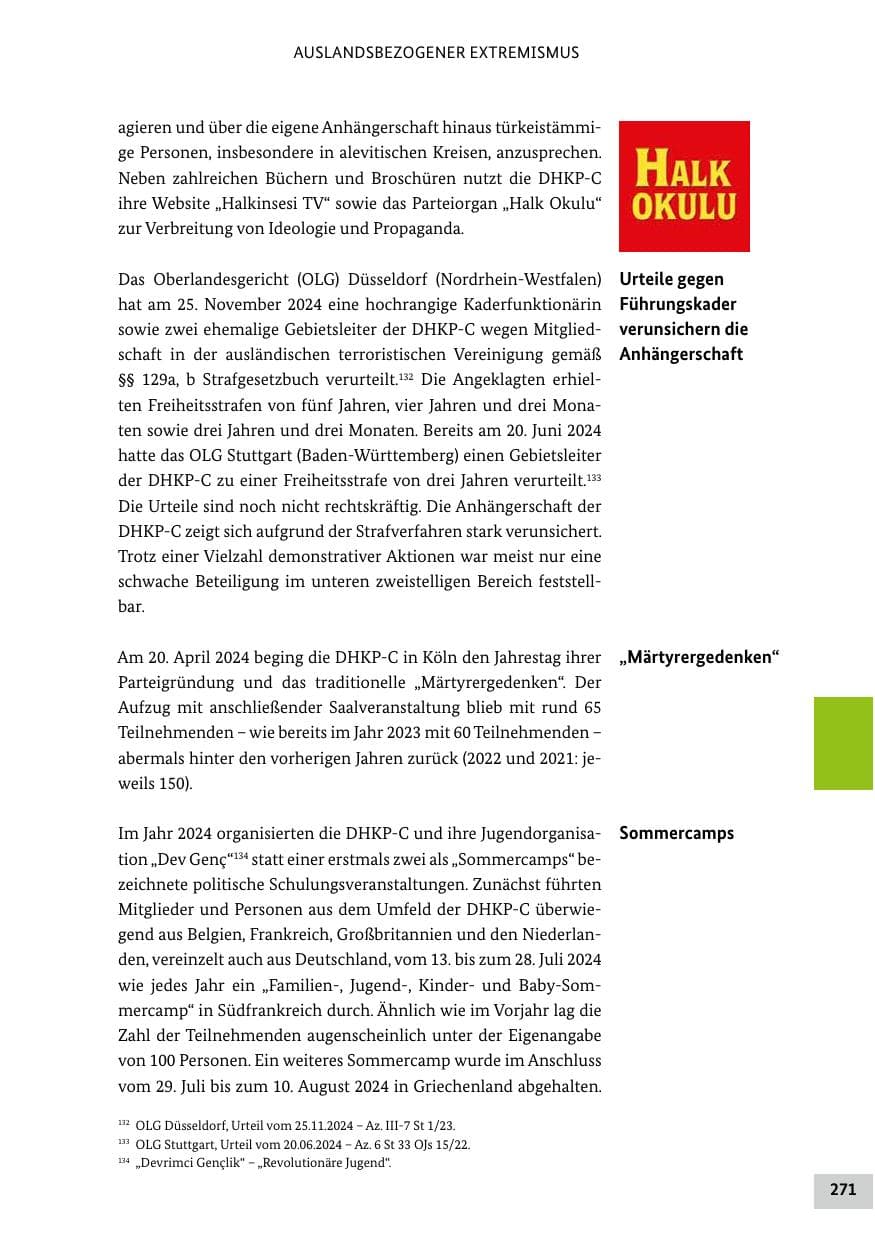 Seite 271 des Verfassungsschutzbericht 2024 Bund