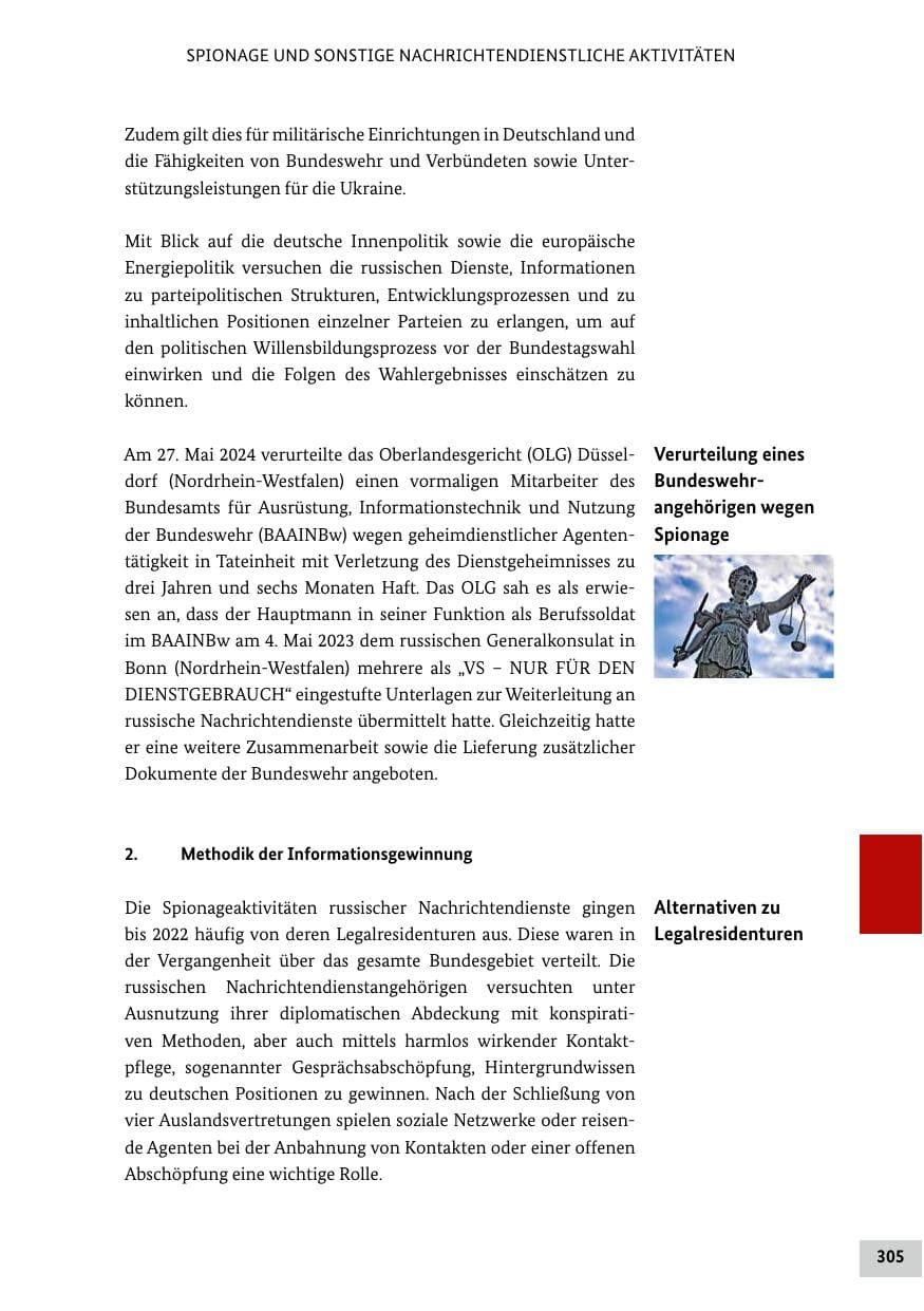 Seite 305 des Verfassungsschutzbericht 2024 Bund