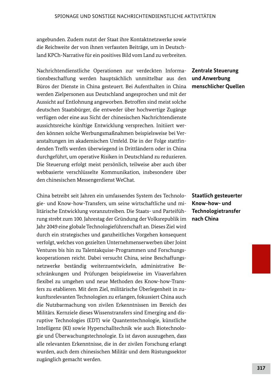 Seite 317 des Verfassungsschutzbericht 2024 Bund
