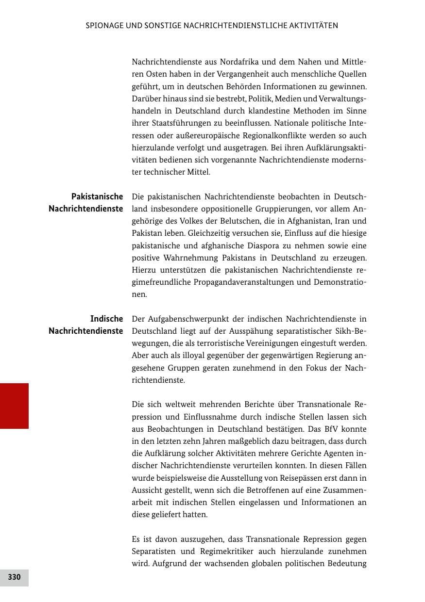 Seite 330 des Verfassungsschutzbericht 2024 Bund