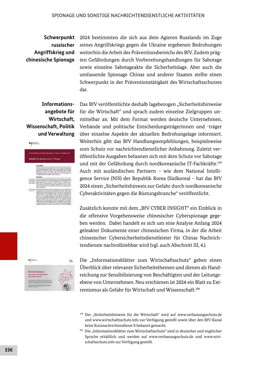 Seite 336 des Verfassungsschutzbericht 2024 Bund