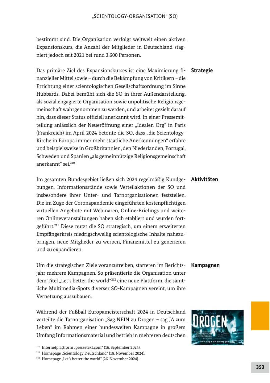 Seite 353 des Verfassungsschutzbericht 2024 Bund