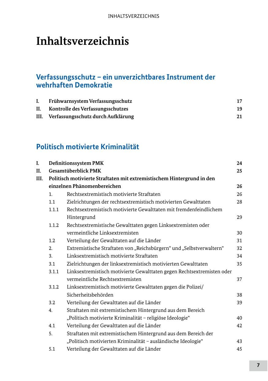 Seite 7 des Verfassungsschutzbericht 2024 Bund