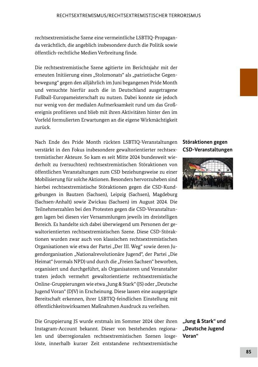 Seite 85 des Verfassungsschutzbericht 2024 Bund