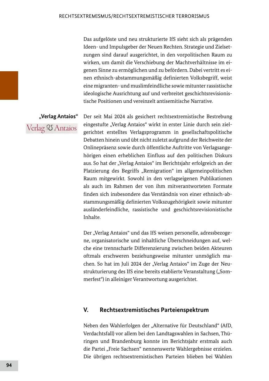 Seite 94 des Verfassungsschutzbericht 2024 Bund
