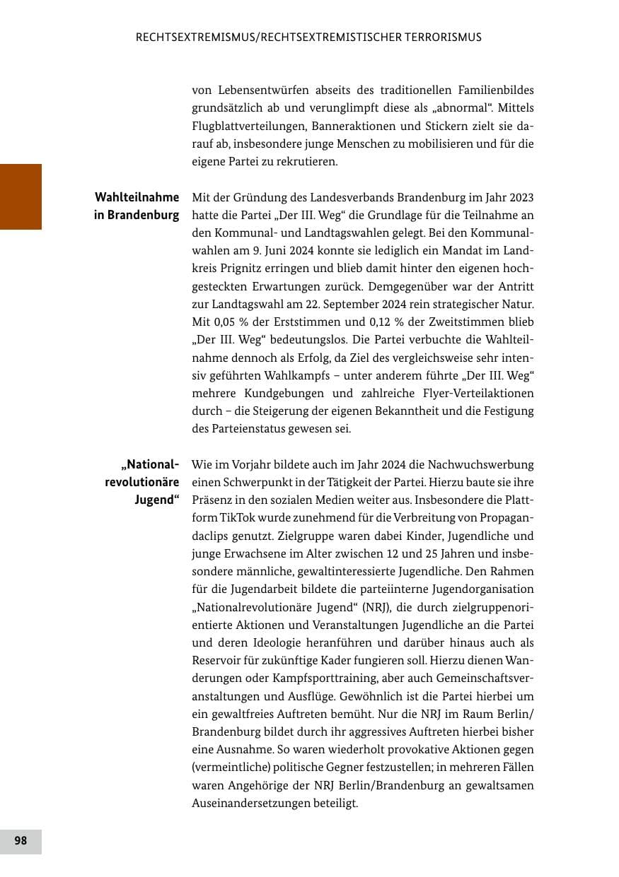 Seite 98 des Verfassungsschutzbericht 2024 Bund