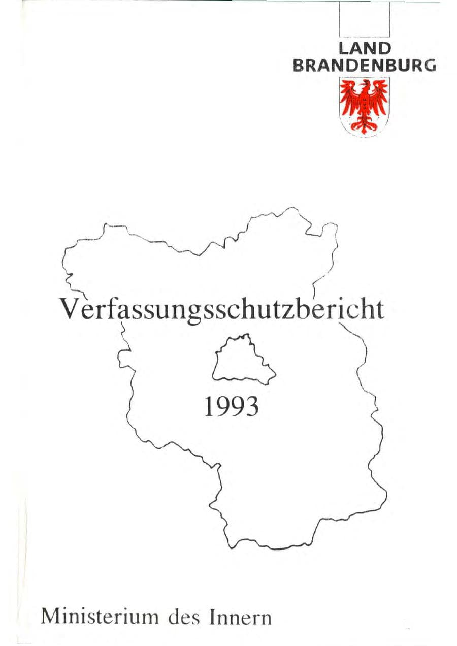 Seite 1 des Verfassungsschutzbericht 1993 Brandenburg