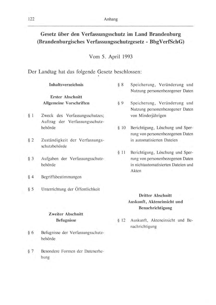 Seite 123 des Verfassungsschutzbericht 1993 Brandenburg