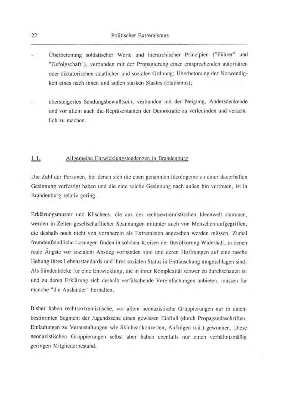 Seite 23 des Verfassungsschutzbericht 1993 Brandenburg