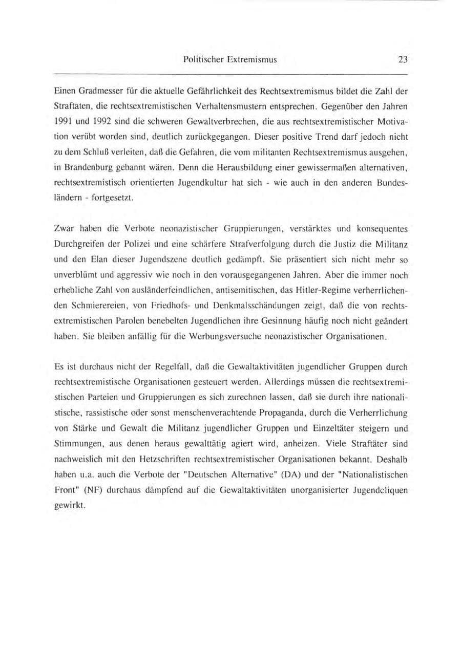 Seite 24 des Verfassungsschutzbericht 1993 Brandenburg