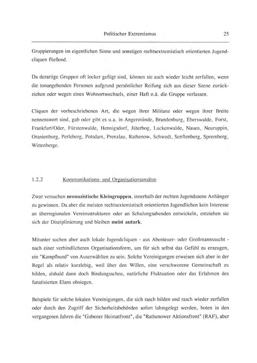 Seite 26 des Verfassungsschutzbericht 1993 Brandenburg