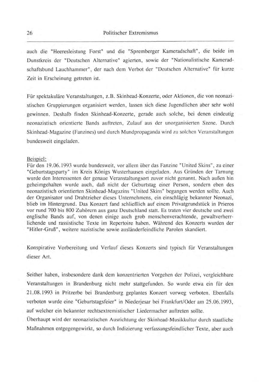 Seite 27 des Verfassungsschutzbericht 1993 Brandenburg