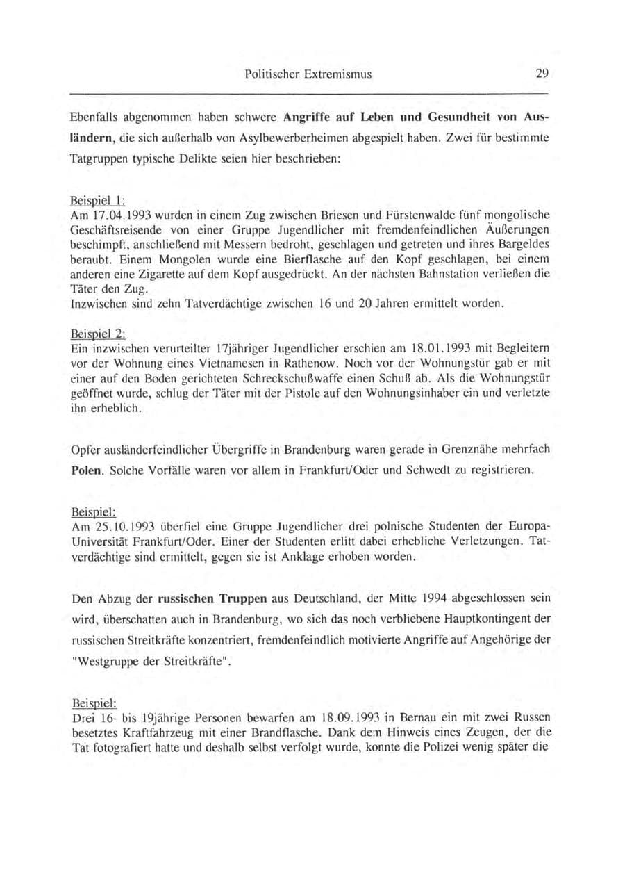 Seite 30 des Verfassungsschutzbericht 1993 Brandenburg