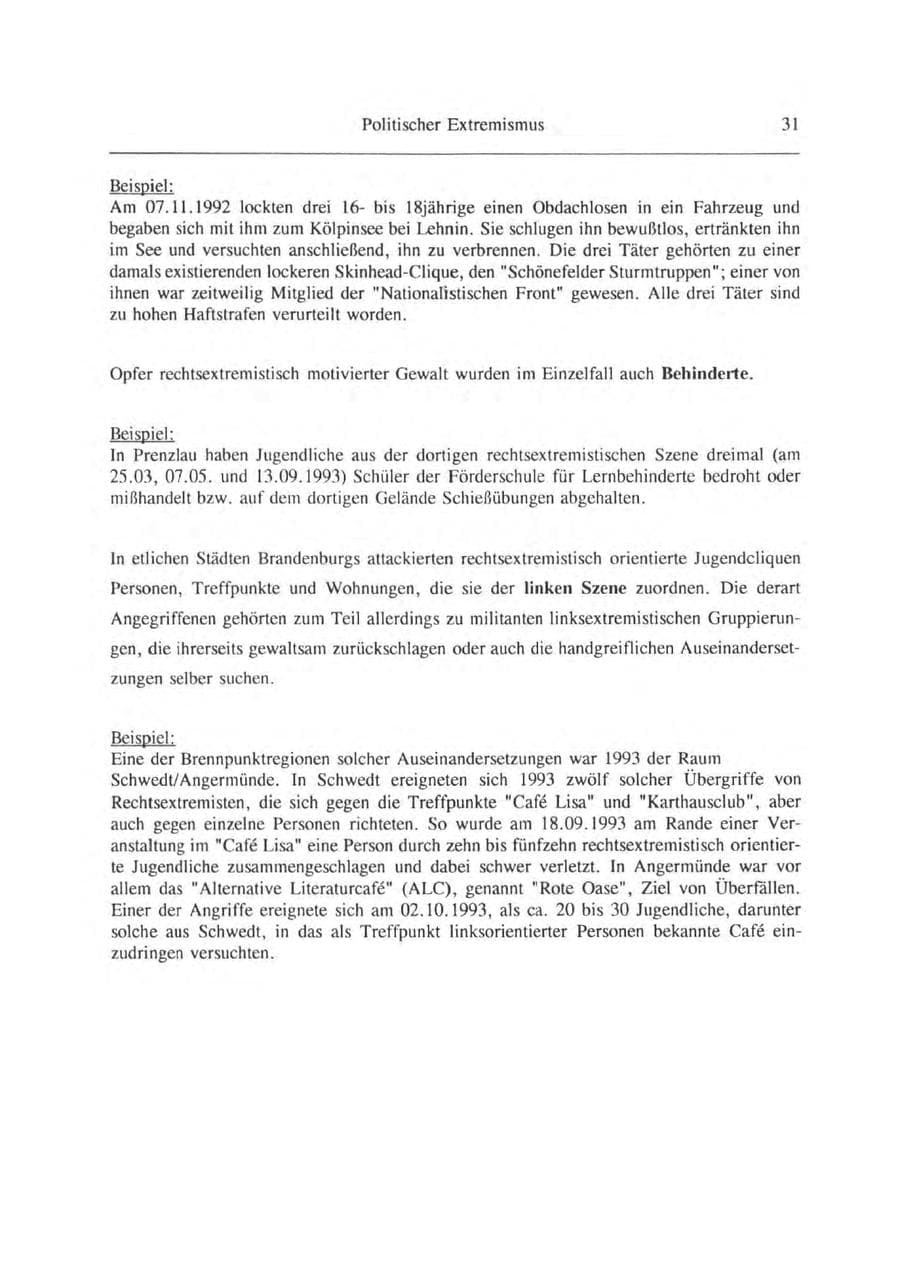 Seite 32 des Verfassungsschutzbericht 1993 Brandenburg