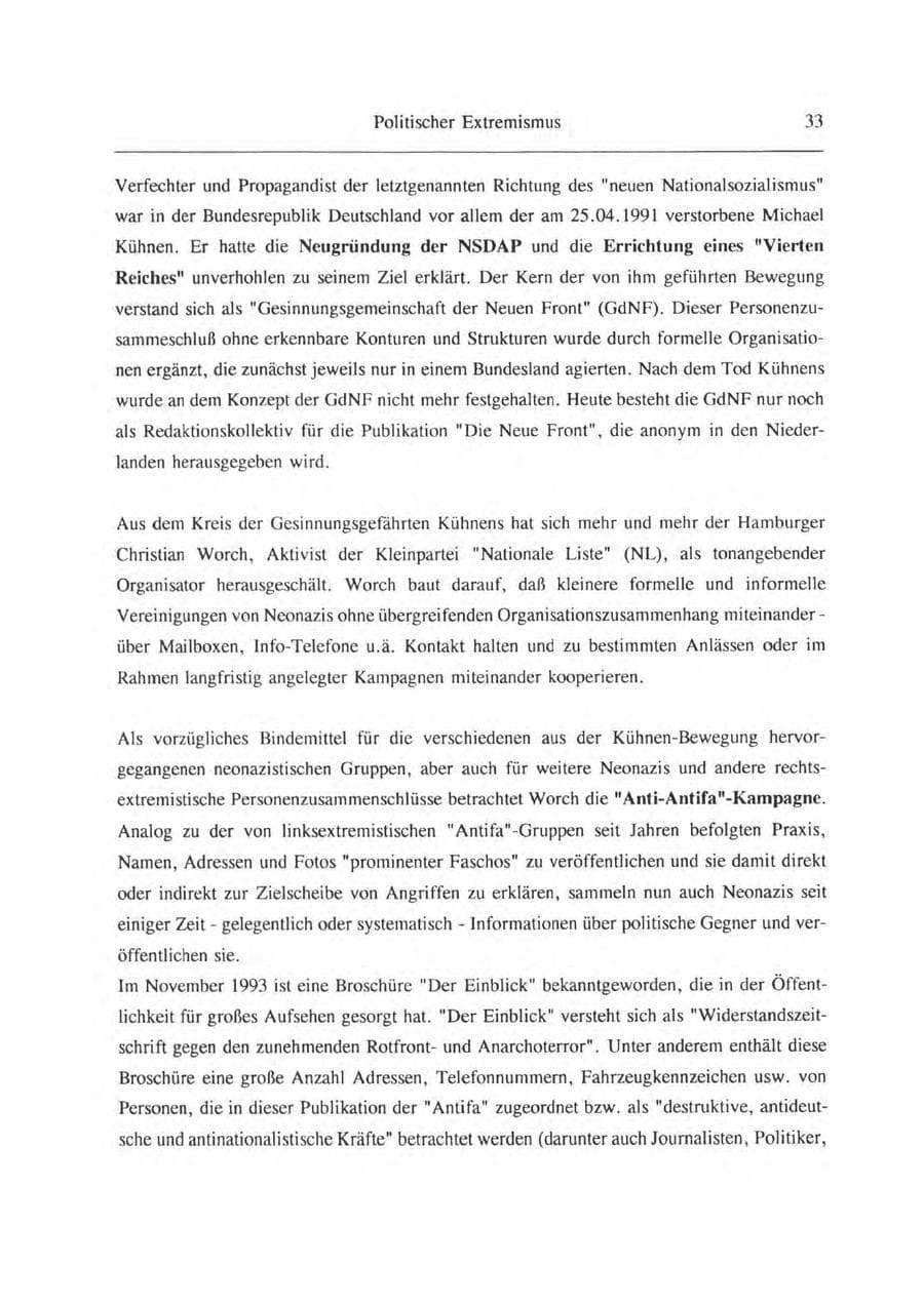 Seite 34 des Verfassungsschutzbericht 1993 Brandenburg
