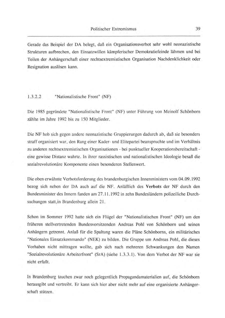 Seite 40 des Verfassungsschutzbericht 1993 Brandenburg