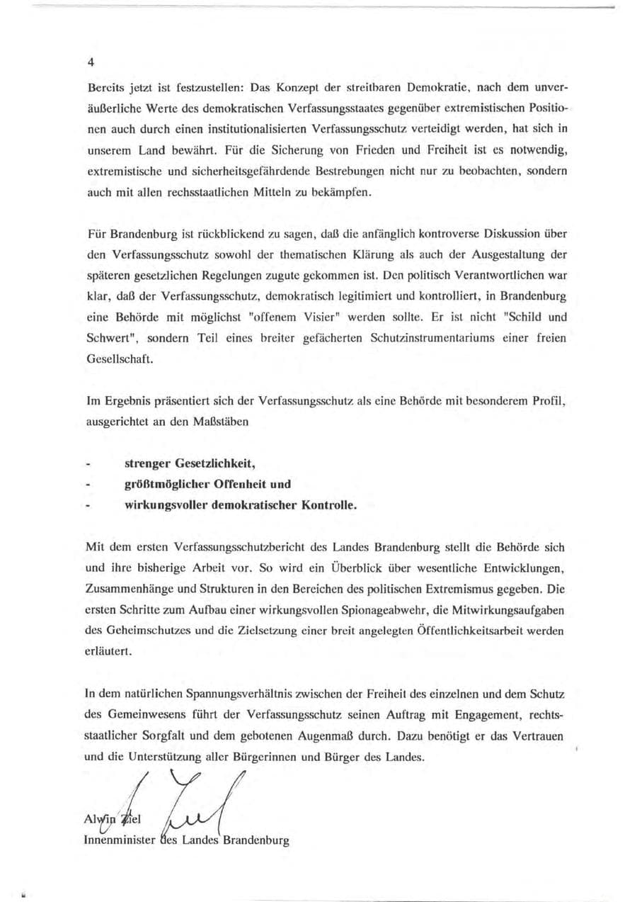 Seite 5 des Verfassungsschutzbericht 1993 Brandenburg