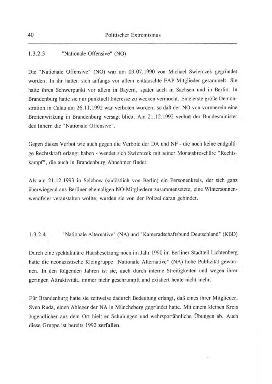 Seite 41 des Verfassungsschutzbericht 1993 Brandenburg