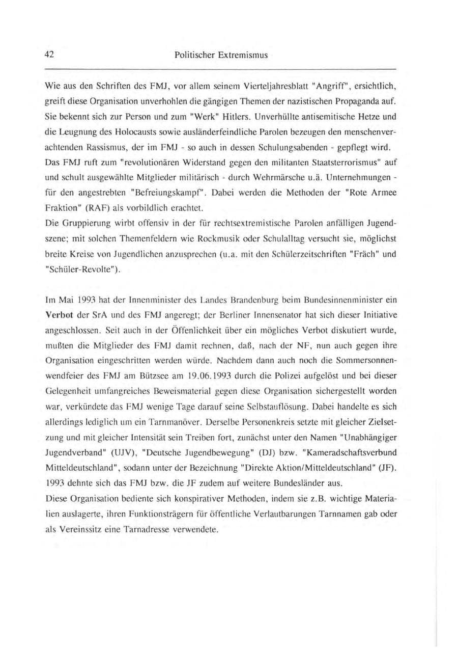 Seite 43 des Verfassungsschutzbericht 1993 Brandenburg