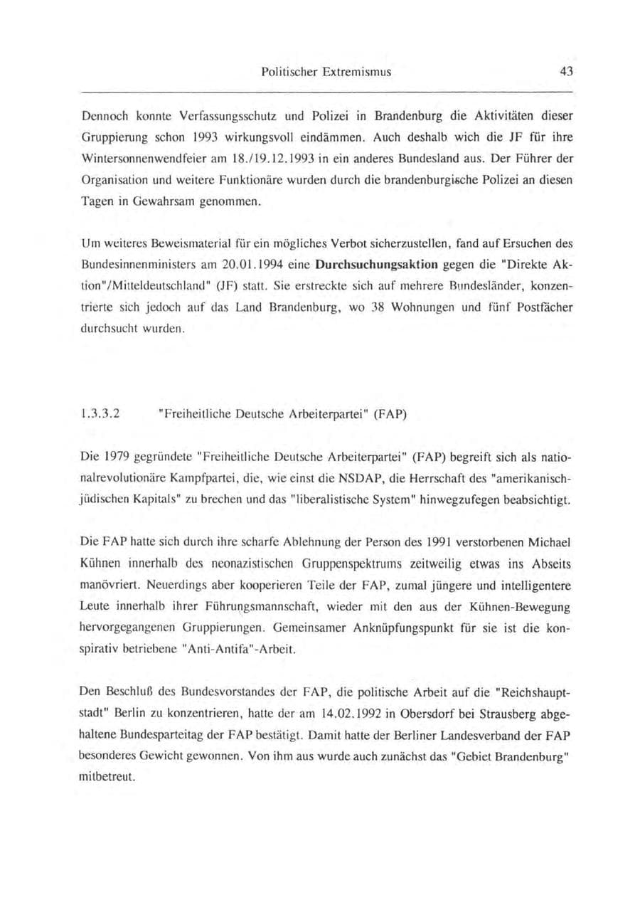 Seite 44 des Verfassungsschutzbericht 1993 Brandenburg