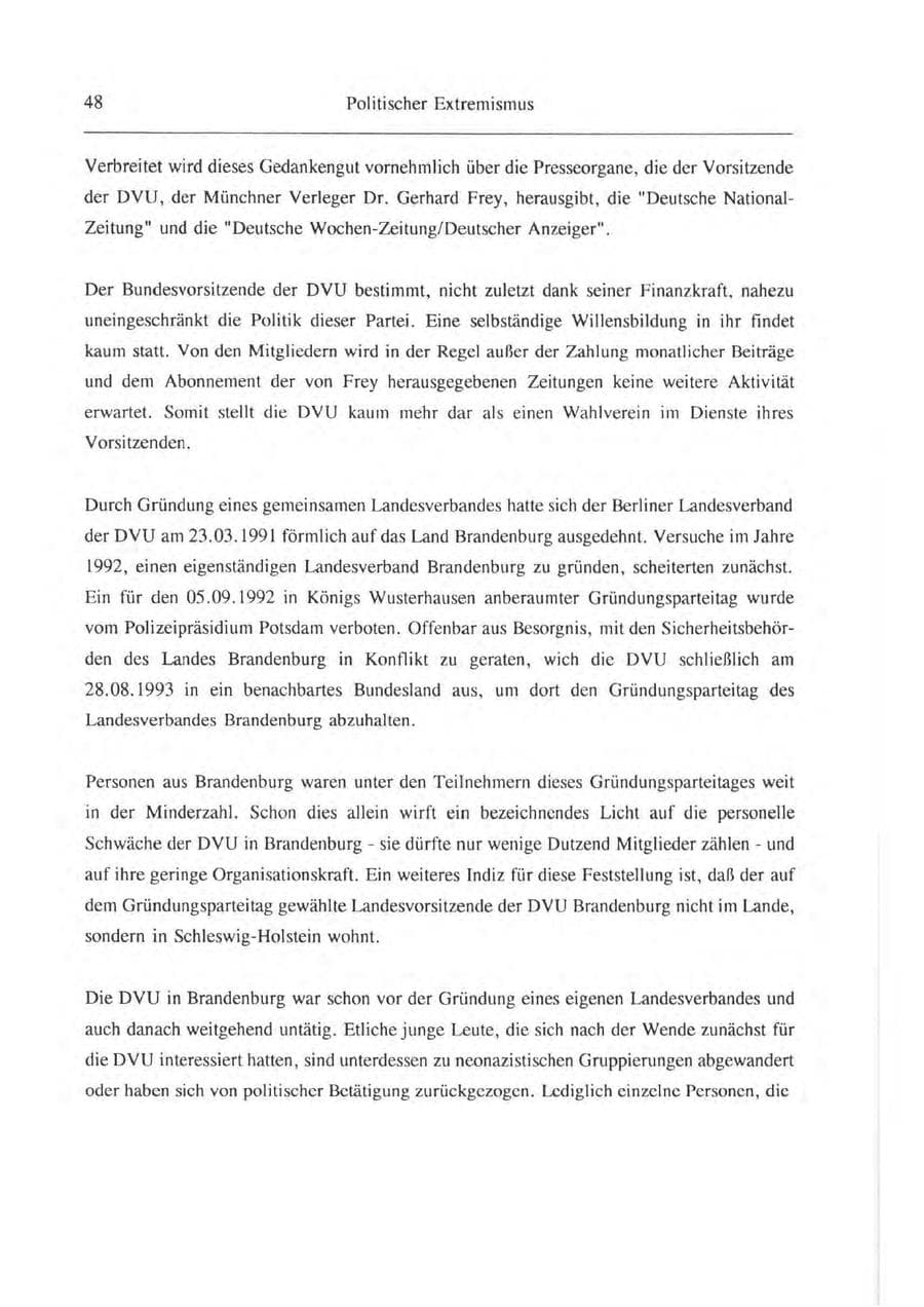 Seite 49 des Verfassungsschutzbericht 1993 Brandenburg