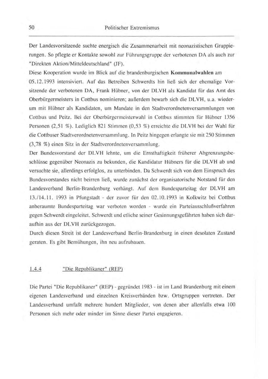 Seite 51 des Verfassungsschutzbericht 1993 Brandenburg
