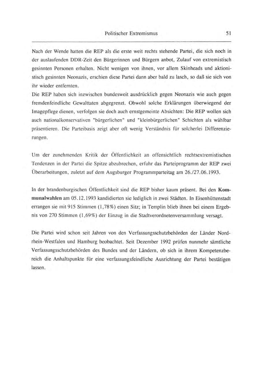 Seite 52 des Verfassungsschutzbericht 1993 Brandenburg