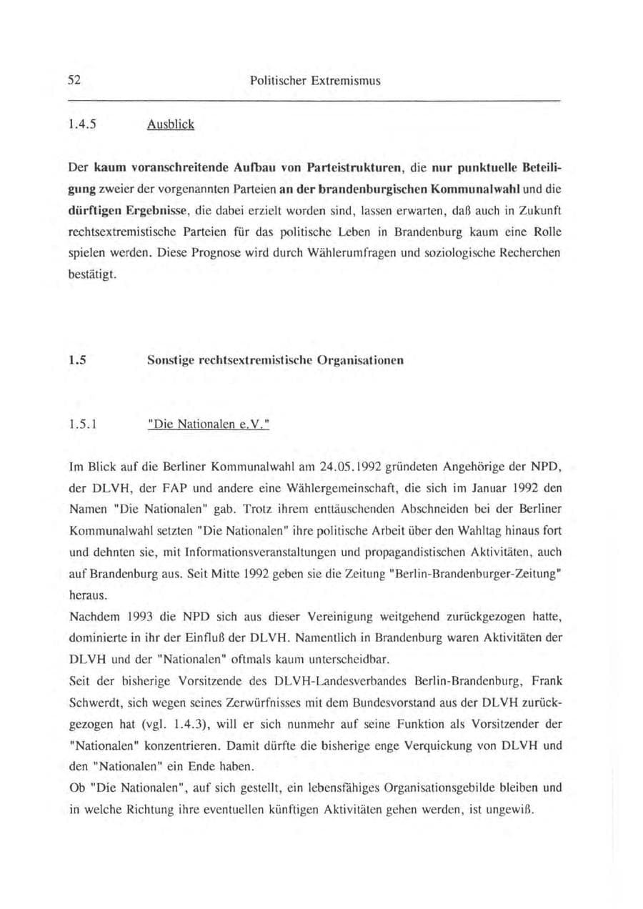 Seite 53 des Verfassungsschutzbericht 1993 Brandenburg