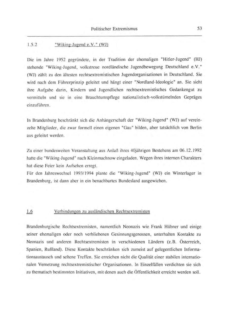 Seite 54 des Verfassungsschutzbericht 1993 Brandenburg