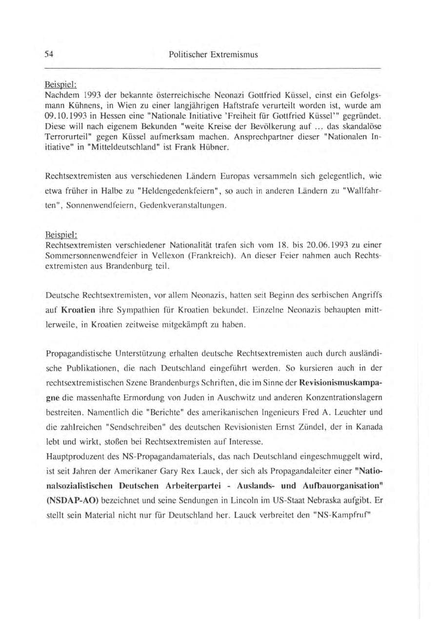 Seite 55 des Verfassungsschutzbericht 1993 Brandenburg