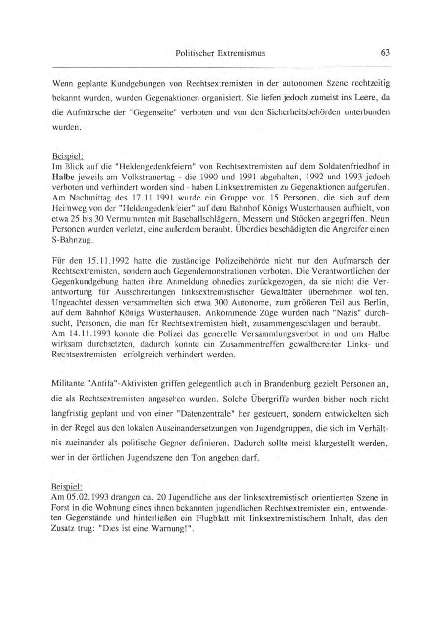 Seite 64 des Verfassungsschutzbericht 1993 Brandenburg